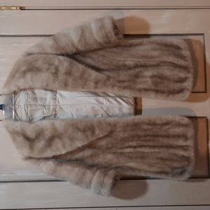 Luxurious Genuine Tourmaline Pearl Beige cream Pale Mink Fur Stole Cape Shawl